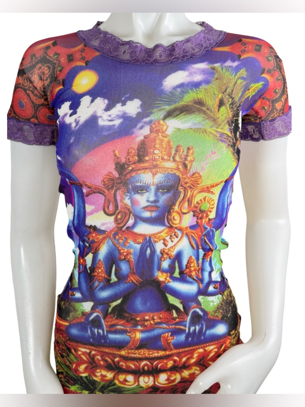 RARE Archive Jean Paul Gaultier SS97 Shiva Print Mesh Dress - Maille Classique - Picture 4 of 13
